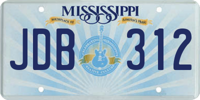 MS license plate JDB312