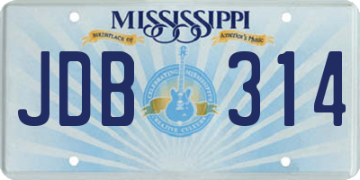 MS license plate JDB314