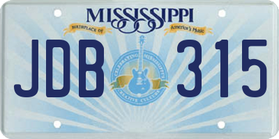 MS license plate JDB315