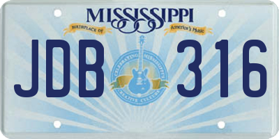 MS license plate JDB316