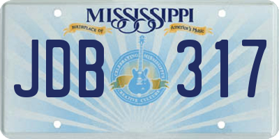 MS license plate JDB317