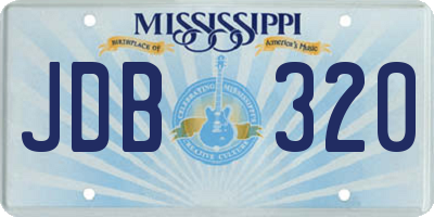 MS license plate JDB320