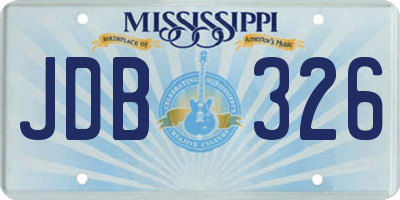 MS license plate JDB326