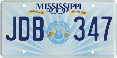 MS license plate JDB347