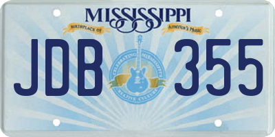MS license plate JDB355