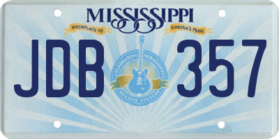 MS license plate JDB357