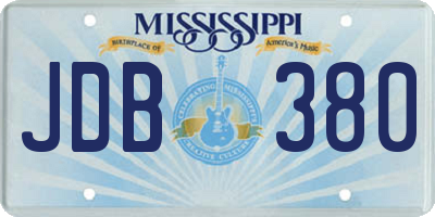 MS license plate JDB380