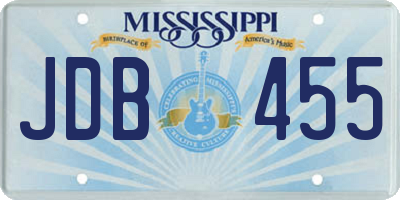 MS license plate JDB455