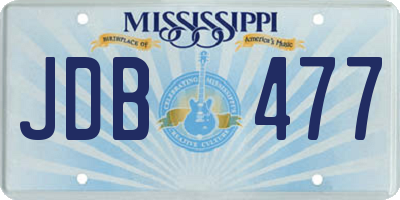 MS license plate JDB477