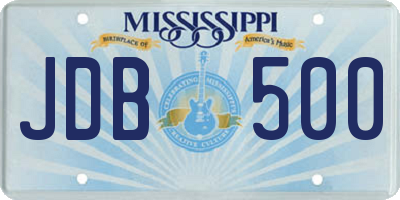MS license plate JDB500