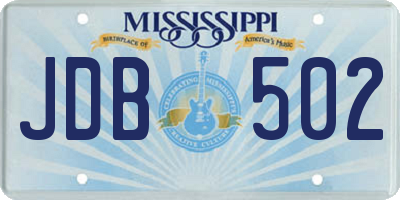 MS license plate JDB502