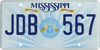 MS license plate JDB567