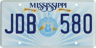 MS license plate JDB580