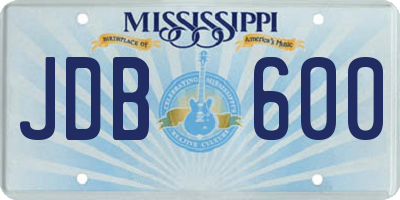 MS license plate JDB600