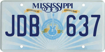 MS license plate JDB637