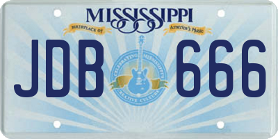 MS license plate JDB666