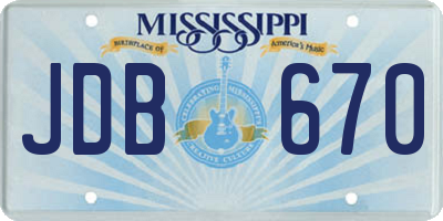 MS license plate JDB670