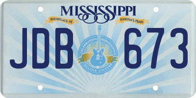 MS license plate JDB673