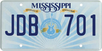 MS license plate JDB701