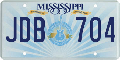 MS license plate JDB704