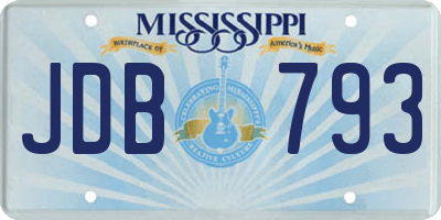 MS license plate JDB793