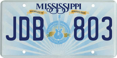 MS license plate JDB803