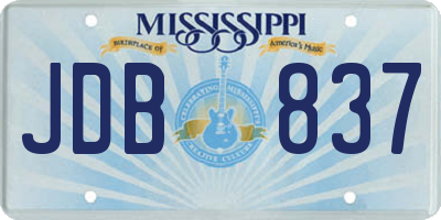 MS license plate JDB837
