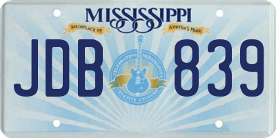 MS license plate JDB839