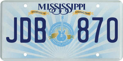 MS license plate JDB870