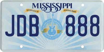 MS license plate JDB888