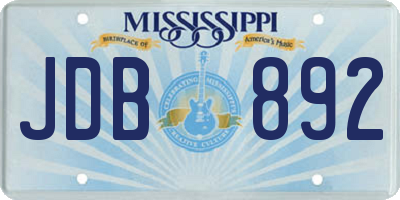 MS license plate JDB892