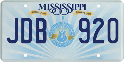 MS license plate JDB920