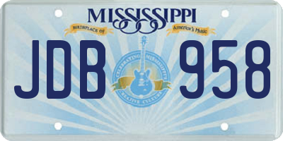 MS license plate JDB958