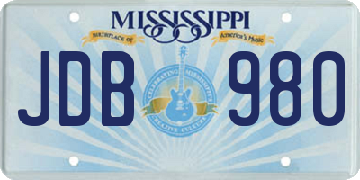 MS license plate JDB980