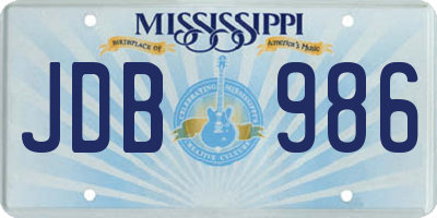 MS license plate JDB986