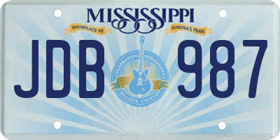 MS license plate JDB987