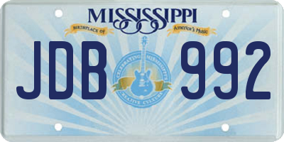 MS license plate JDB992