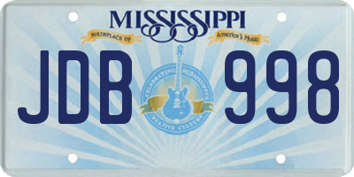 MS license plate JDB998