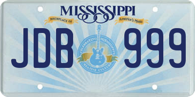 MS license plate JDB999