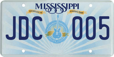 MS license plate JDC005