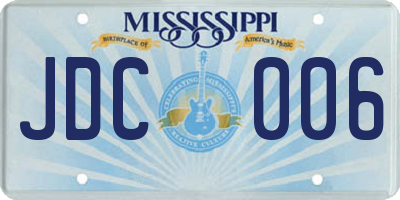 MS license plate JDC006