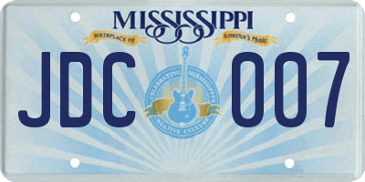 MS license plate JDC007