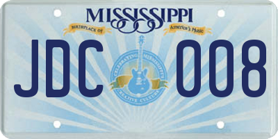 MS license plate JDC008