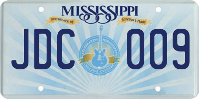 MS license plate JDC009