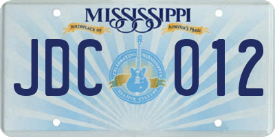 MS license plate JDC012
