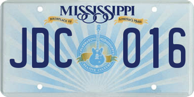 MS license plate JDC016