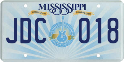 MS license plate JDC018