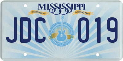 MS license plate JDC019
