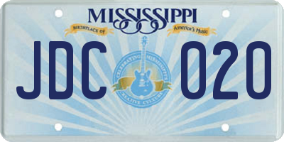 MS license plate JDC020