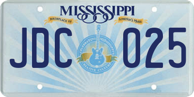 MS license plate JDC025